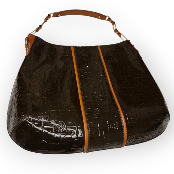 Tory Burch Embossed Patent Leather Shoulder Bag – Brown - Picture 4 of 17